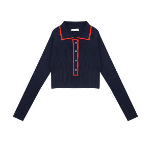 Greenlight Rajut Wanita Crop Top Lengan Panjang Katun Elastane Yumiko CG021124