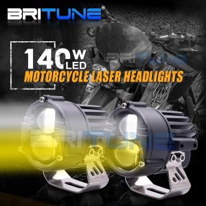 Motorcycle Driving Light Laser Headlight High Beam White 140W 24000Lm Waterproof Yellow LED Auxiliary Fog Driving Light 2000M Range