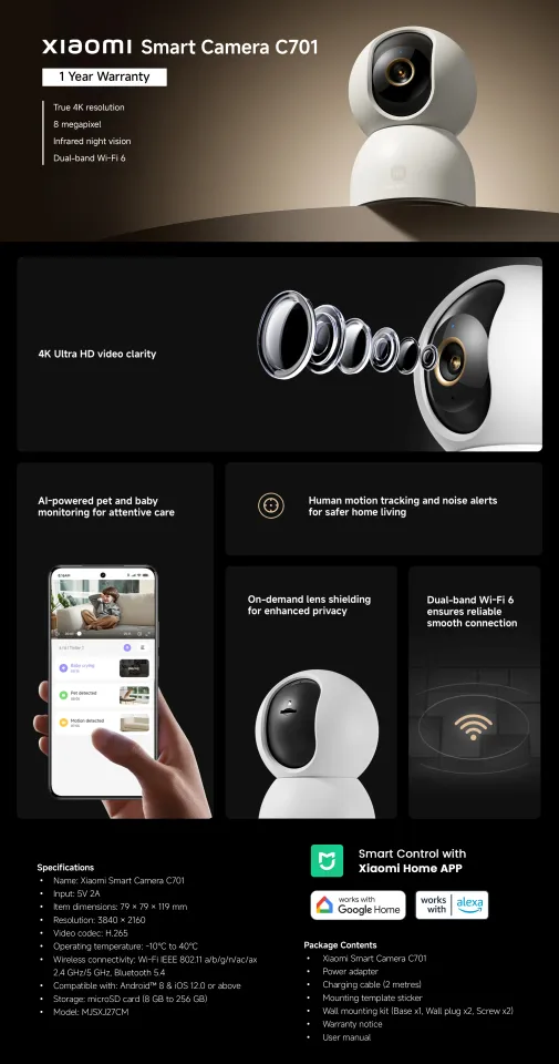 Xiaomi Smart Camera C701 C200 C300 C400 C500 Pro C700