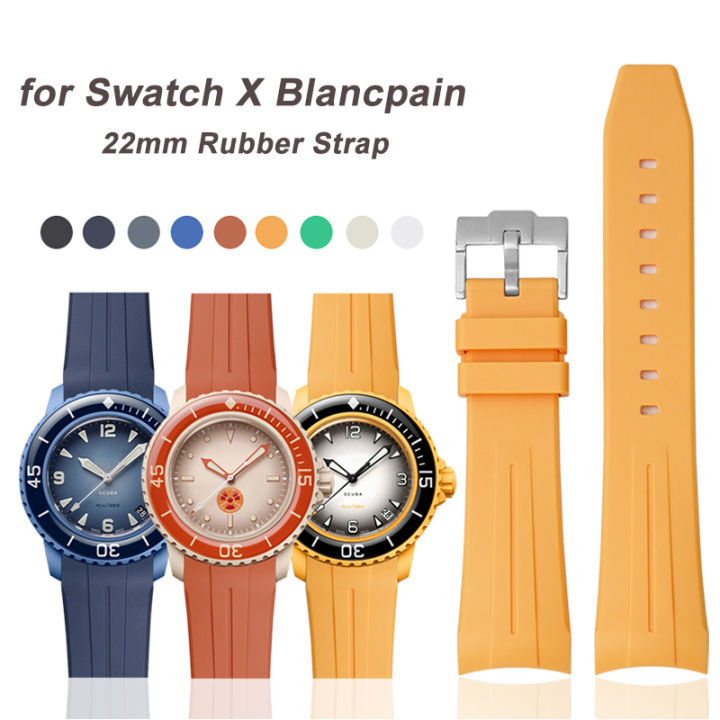 22mm Rubber Strap for Swatch X Blancpain Five Oceans Series for Fifty ...