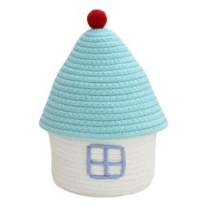 Fashionable Sturdy House Shape Cotton Thread Storage Basket for Kids Room and Household Clutters Management Daily Use