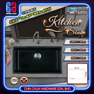 CAVARRO GRANITE SINK SINGLE G7946-BLK | CAVARRO GRANITE SINK SINGLE G7946-GREY | Granite Single Kitchen Sink