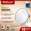 Enolux DB300 Smart Robot Vacuum Cleaner with Self-Control Mode – 2-in-1 Wet & Dry Cleaning | Automatic Sweeping & Mopping | Self-Cleaning Function | Strong Suction Power | Low Noise | Ideal for Pet Hair, Tiles, Hardwood, and Carpet. 