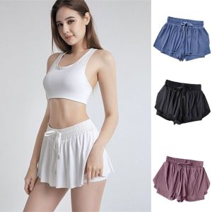 CHUAN High Waist Womens Running Shorts Double Layer 2 in 1 Sports Shorts Skirts Sportswear Flowy Girls Athletic Shorts Summer Clothes