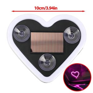 Heart Shaped Car Ambient Light / Solar-Powered Led Car Window Neon Lights / Suction Cup Led Atmosphere Light for Cars Motorcycle