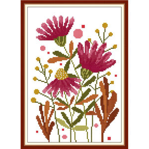 Cross Stitch Complete Set with Materials Countless Flower Patterns Embroidery Needlework Sets for Beginners Printed Fabric Joy Sunday 11CT 14CT DIY Hand Embroidery