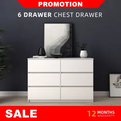 [READY STOCK IN LOCAL MY AS OF MARCH 2022 ] Chest Drawer 6 Largest Drawer Storage Bigger Size (4ft) HMZ-FN-CD-7003