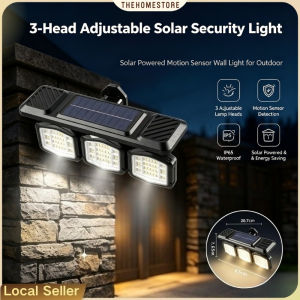 Outdoor Solar Lights 3 Head Motion Sensor Waterproof Wall Lamp Garden Lighting LED