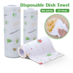 Kitchen Disposable Dish Cloth Lazy Rag Roll Paper Oil Absorbent Paper Towels Washable Dish Towel Wet and Dry(25*25cm)