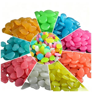 90-100Pcs Glow In Dark Luminous Artificial Pebbles Waterproof Resin Decor Stones for Aquarium Fish Tank Garden Lawn Yard Pathway DIY Micro Landscape Vase Filler fish tank glow gravel decor zero electricity garden luminous stones DIY star bottle filler