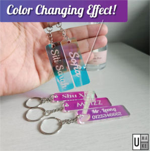 Color changing Acrylic Keychain Customize Name Keychain Nama Sendiri Custom Made Nama Engrave/Keychain Nama Rantai kunci