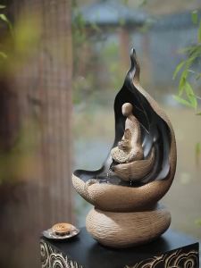 Water Feature Decorative Items Display Decorative Accessories Water Fountain Indoor New Chinese Flowing Water Ornaments Zen Kongjian Jiaju Home Decoration Items Water Fountain Desktop Home Decor