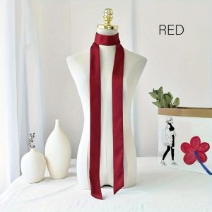 1PC Women Narrow Short Scarf 200x5cm Solid Color Chiffon Silk Rubber Black Bag Ribbon Headbands Choker Streamer Lady Accessories
