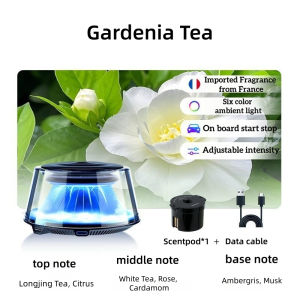 DDS Car Air Freshener With Fuji Mount Cloud-Viewing 360° Fragrance Diffuser 6-Color Diffuser Breathing Light