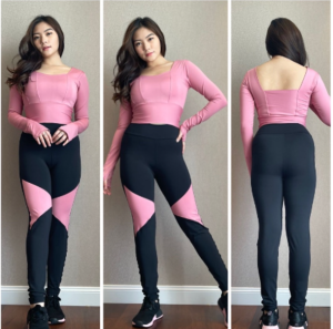 Setelan crop Jenny-Legging triangle untuk senam aerobik zumba yoga gym fitness