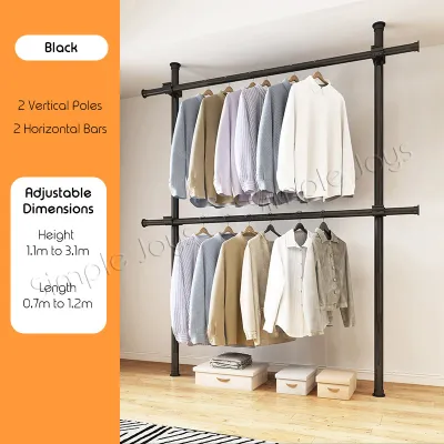 Floor To Ceiling Adjustable Clothes Hanging Rack