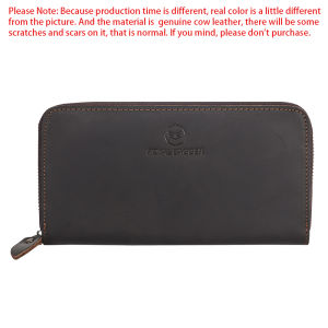 Royal Bagger Retro RFID Long Wallets for Men Genuine Leather Zipper Clutch Coin Purse Casual Multi-card Slots Card Holder 1815