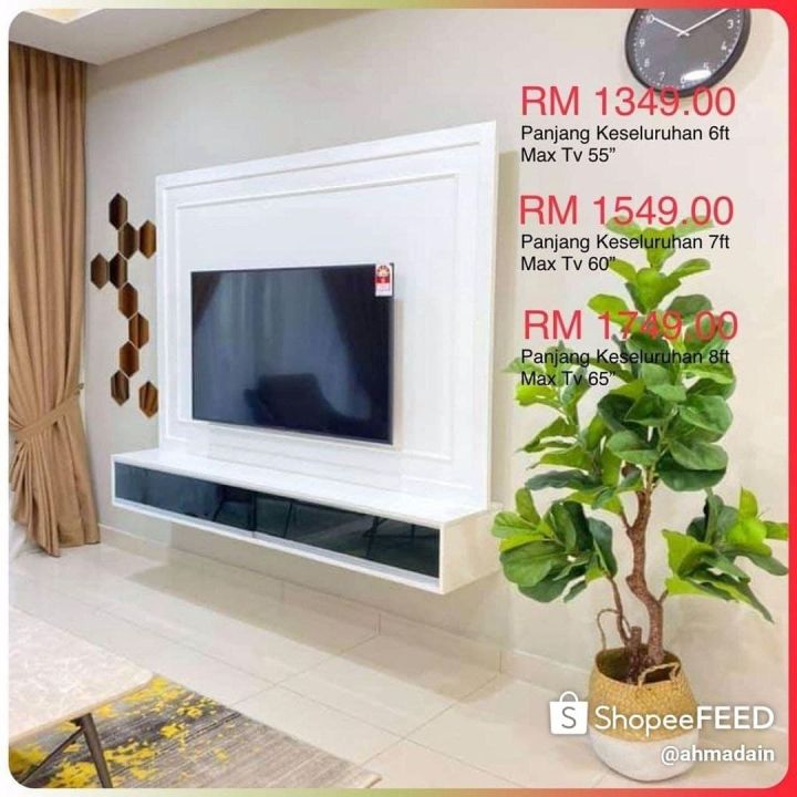🔥 [FREE INSTALL & BRACKET TV] 🔥 KABINET TV GANTUNG WALL MOUTING,RAK TV ...