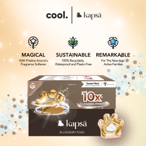 Kapsa 10 in 1 Laundry Pods 30 - With Pristine Aromas Santal Noir Fragrance Softener