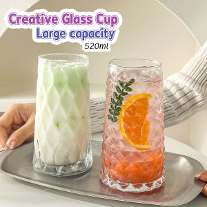 Talao 520ml Diamond Glasses Cup Juice/Milkshake/Soda Water Glass for Restaurant Bar Milk Tea Use
