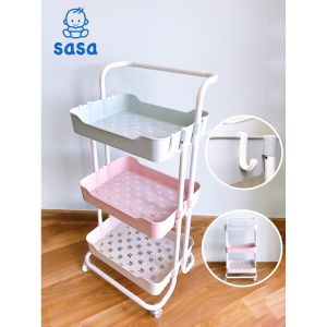 Kệ sắt đa năng Sasa 3 tầng Troller có bánh xe đẩy thiết kế Châu Âu