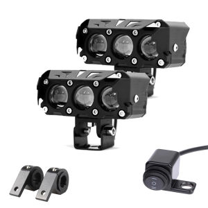 【รวมสวิตช์และขายึด】ไฟสปอตไลท์ LED 3 ตาสำหรับรถจักรยานยนต์ ไฟสูงและต่ำสองสี ไฟหน้าภายนอกที่ปรับเปลี่ยนสำหรับปูถนน