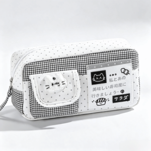 PHANT Large Capacity Pencil Case Clear Window Cartoon Print Stationery Bag Cute Multi-Layer Pen Bag School