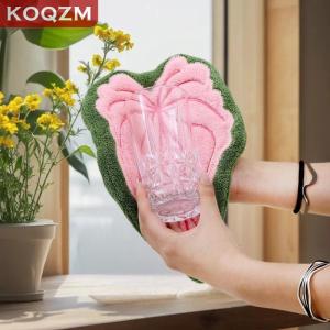 [COD] KOQZM KITCHEN Leaf Wipe Hand Towel Coral Fluff Towel Kitchen Cleaning Household Soft Absorbent Creative Hanging Bathroom Hand Towel