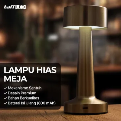 READY TaffLED Lampu Meja Baca belajar Tidur Hias kamar Sentuh 3 Warna LED USB Rechargeable 3W QS-004