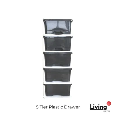 Livingmaster Plastic Drawer 5 Tier Storage Cabinet Drawer Wardrobe Drawer Storage Cabinet Made in Malaysia