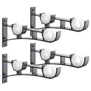 4Pcs/Set Window Curtain Rod Bracket Holder with Screws Iron Heavy Duty