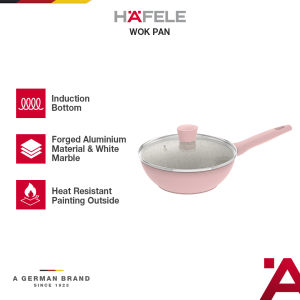 Hafele Frieda Pink Wok Pan dengan Penutup Kaca - Wajan Dapur Anti Lengket Kitchenware