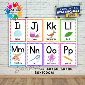 Cetak Spanduk Banner MMT Alfabet Abjad Lucu 100x80cm Bisa Request