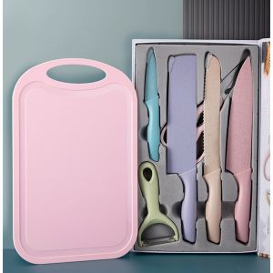 Dao nhiều màu Bộ dao 6 món đáp ứng nhu cầu làm bếp phù hợp với các bạn trẻ công sở cổ trắng - Bộ dao lúa mạch 6 món lock&lock cao cấp - Bao gồm kéo đa năng dao cắt bánh mì dao gọt vỏ - dao ghép