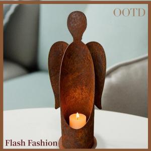 [Falsh F] Vintage Rustic Angel Candle Holder With Wings Copper Finish Tabletop Candle Holder For Christmas Easter Thanksgiving Decor