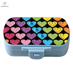 Heart Diamond Painting Medicine Box Diamond Art Pill Storage Box 6 Grid Moisture-proof Pill Organizer for Outdoor Travel