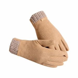 SIERWU 1pair Ngón tay đầy đủ Găng tay cảm ứng Chống gió Lớp lót ấm áp Găng tay đi xe đạp Đơn giản Màu đơn sắc Găng tay lái xe Phụ nữ