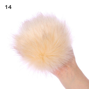 WUXU 15cm Big Pom Beanies Cap Knitted Hat Imitation Skullie Fur Pompom