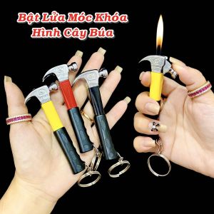 HCM Bật Lửa Xài Gas Móc Khóa Kim Loại Hình Cây Búa Độc Đáo - Lạ Mắt