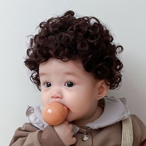 CHICNOOK น่ารักน่ารักๆ วิกผมเด็ก สังเคราะห์สังเคราะห์สังเคราะห์ ขนปุยฟู ทารกแรกเกิด Headwear แฟชั่นสำหรับผู้หญิง ธรรมชาติตามธรรมชาติ ผมหยิกสั้น เด็กวัยหัดเดิน