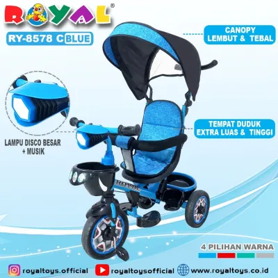 STROLLER BIKE ROYAL TIPE RY-8578 CANOPY KERETA DORONG + SEPEDA RODA 3 ANAK 2 IN 1 + LAMPU + MUSIK
