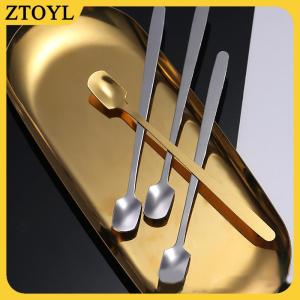 ZTOYL 1 cái thép không gỉ dài xử lý Ice Spoon Bộ đồ ăn cho cà phê & Trà Ice Cream món tráng miệng khuấy thìa Scoop