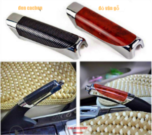 Bọc phanh tay ô tô hàng loai 1 mà đỏ vân gỗ và sợi carbon đen