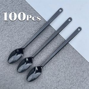 T.Z. ช้อนพลาสติก 100 ชิ้น ช้อนตักของหวาน ไอสครีมแบบใช้แล้วทิ้ง Plastic spoon