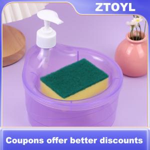 【ZTOYL】 Kitchen Detergent Dispenser Soap Holder Press Type Automatic Liquid Outlet Box Kitchen Accessories Dishwasher Brush Combination