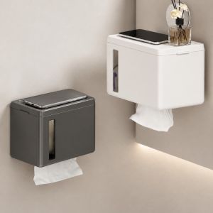 MESSUE Waterproof Toilet Paper Holder Moisture-Proof Wall-Mounted Bathroom Tissue Box Bathroom Supplies Easy Installation Paper Dispenser Bathroom