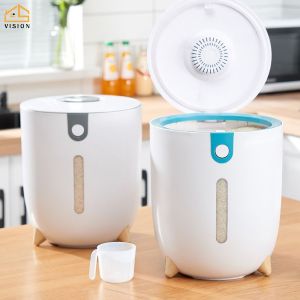 Vision 5kg/10kg Kitchen Rice Storage Bucket Moisture-Proof Household Grains Sealed Dispenser Flour Measurable Container Insect-Proof Rice Storage Box