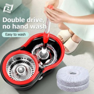 EX - Satu Set Alat Pel Lantai Stainless dan Plastik Super Spin Mop Alat Pel Lantai Putar Plus Ember