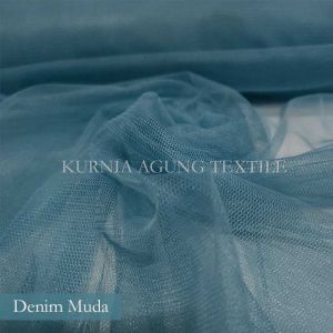 Kain TILE TULLE HALUS POLOS Warna Denim Biru Bahan Gamis Dress per 0.5m dan Meter Lebar 170cm
