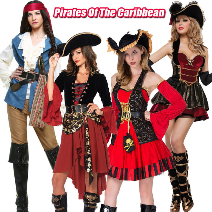Pirates Costume For Women Pirates Of The Caribbean Cosplay Dress Retro Gothic Pirates Captain